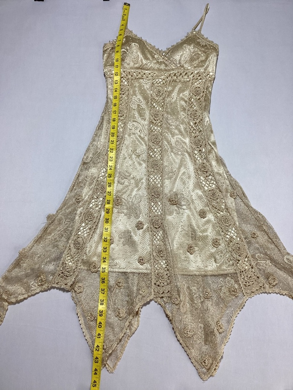 Sue Wong Crochet Asymmetrical Slip Midi Dress - Picture 12 of 16